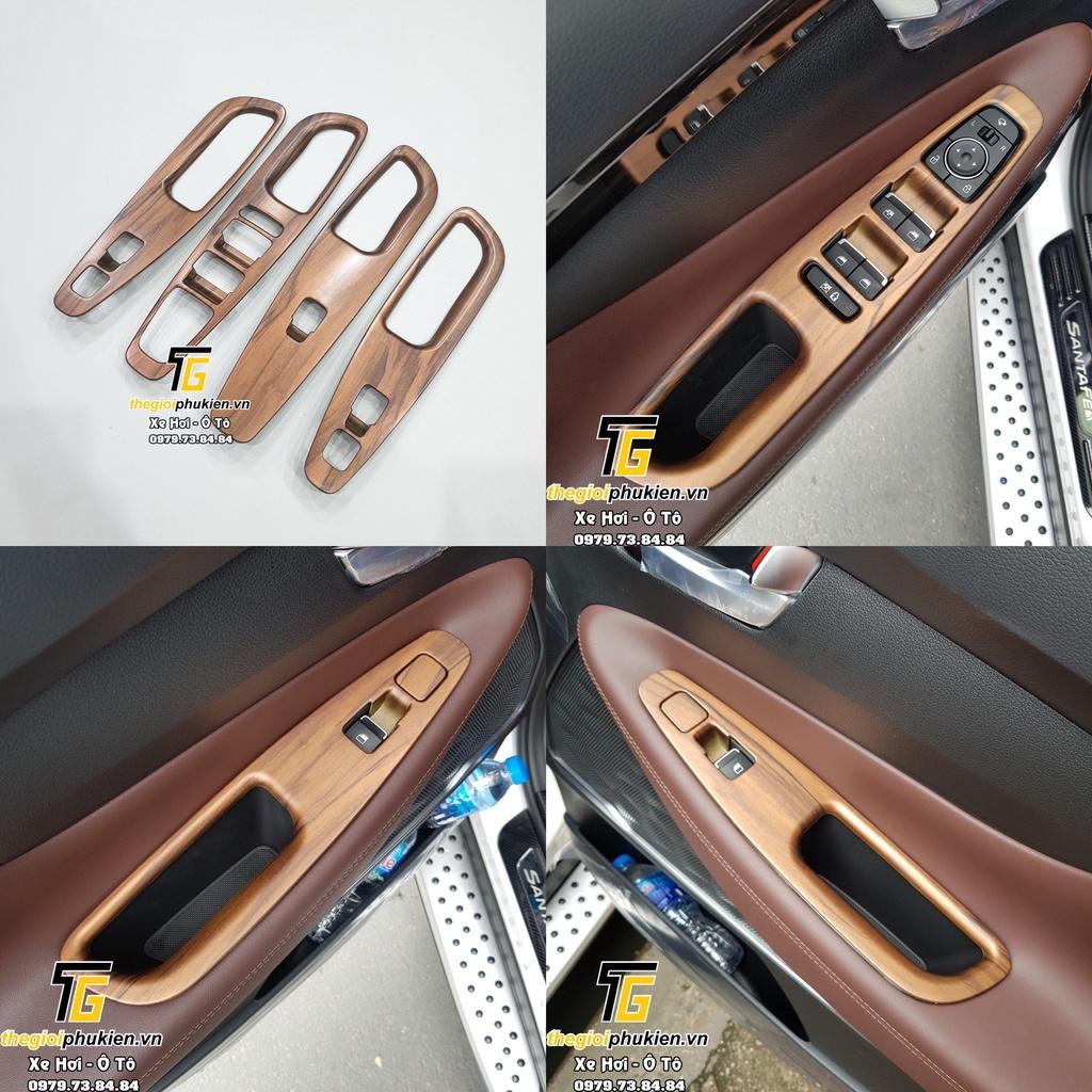 Ốp chống xước nội thất vân gỗ Hyundai Santafe 2021 Cao cấp