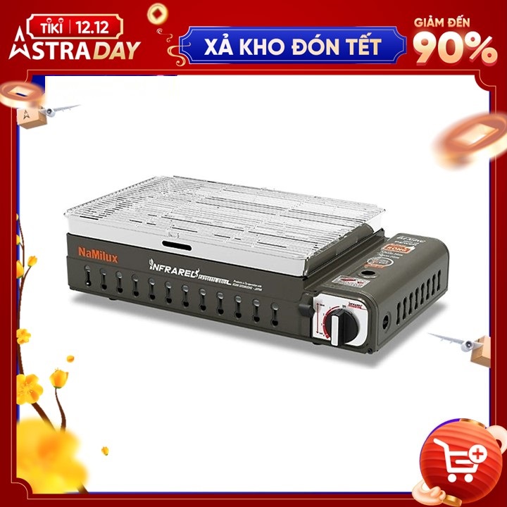BẾP NƯỚNG + NẤU GAS ĐA NĂNG NAMILUX GM2120PS HỒNG NGOẠI - HÀNG CHÍNH HÃNG ( CÓ KÈM KIỀNG ĐỂ CHUYỂN NƯỚNG SANG NẤU - SỬ DỤNG VAN NGẮT GAS AN TOÀN INLINE CUT )