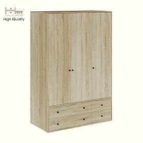 HAPPY FURNITURE , ZACY - Tủ quần áo 3 cửa mở 4 ngăn kéo, TCM_208 , 120cm x 59cm x 180cm DxRxC, Sản phẩm phổ thông