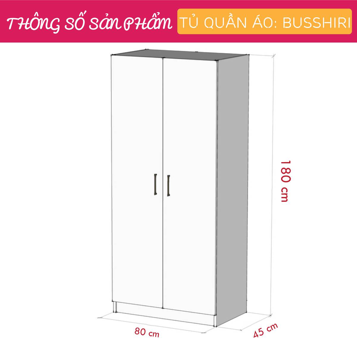 Tủ áo MDF phủ melamine mini SMLIFE Busshiri
