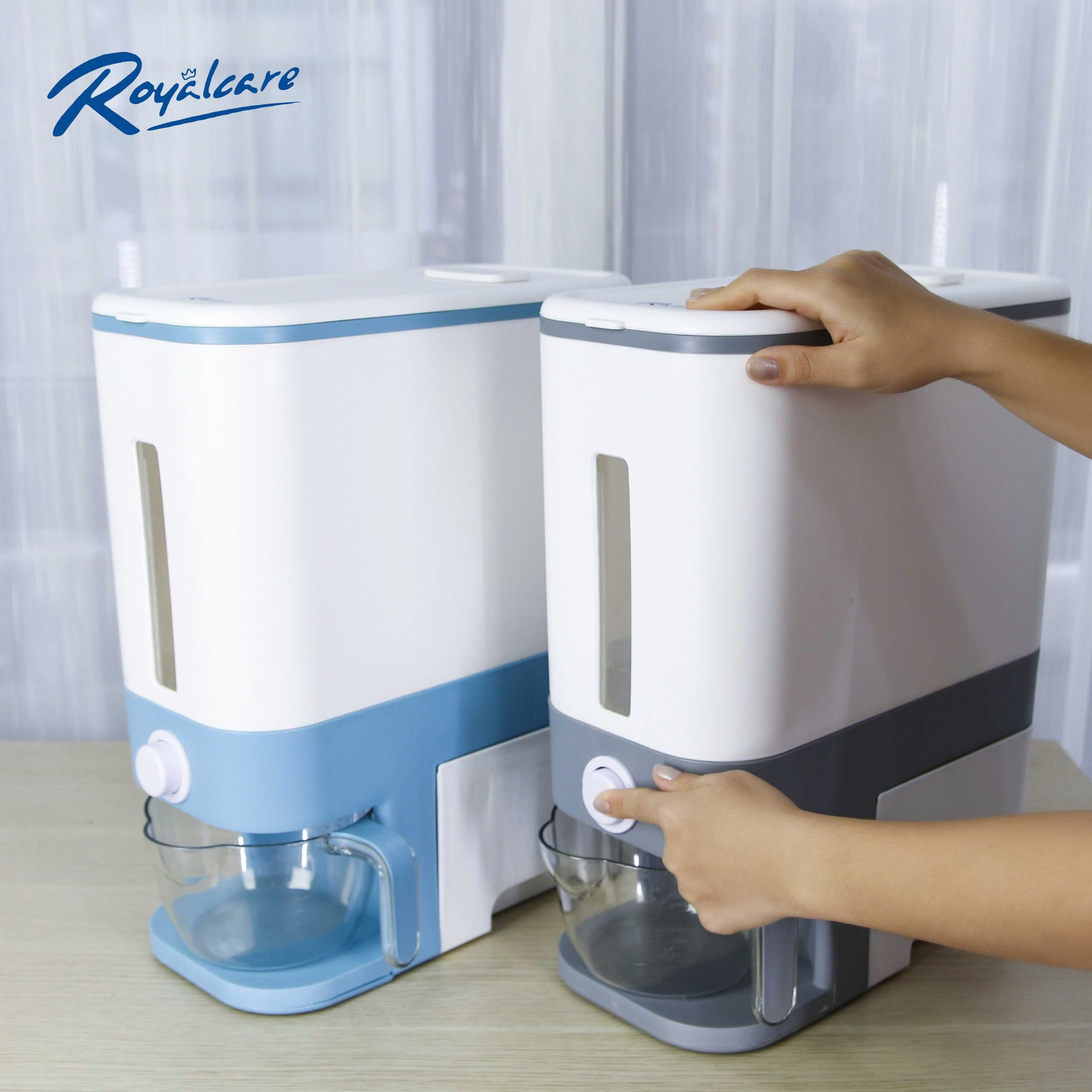 Hộp đựng gạo 12kg, thùng đựng ngũ cốc lớn có nắp đậy, thùng đựng ngũ cốc gia dụng cho nhà bếp, nhiều loại ngũ cốc