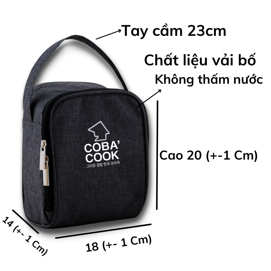 Bộ 3 hộp chữ nhật 370ml đựng cơm kèm túi hộp thủy tinh giữ nhiệt COBA