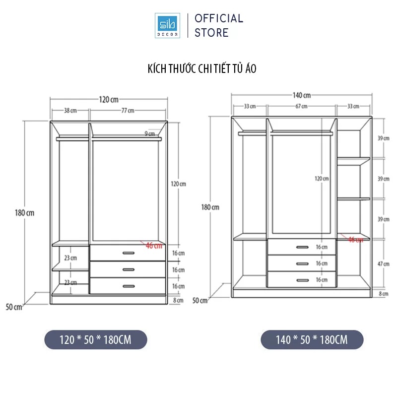 Tủ Quần Áo Gỗ Nhiều Ngăn Đa Năng Màu Trắng Phối Vân Gỗ Nâu Thương Hiệu SIB Decor TA08