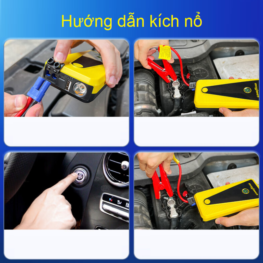 Bộ kích ô tô, kiêm pin sạc dự phòng và bơm lốp, Thương hiệu Mỹ cao cấp Goodyear GY-2626PLUS, 12000mAh - Hàng chính hãng, bảo hành 12 tháng
