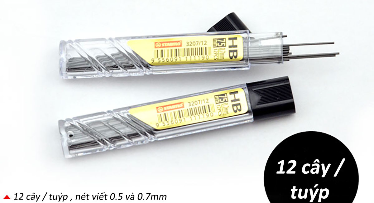 Tuýp Ruột chì bấm STABILO - Tuýp 24 ruột 0.5mm/ 2B (PC3206R24-2B)