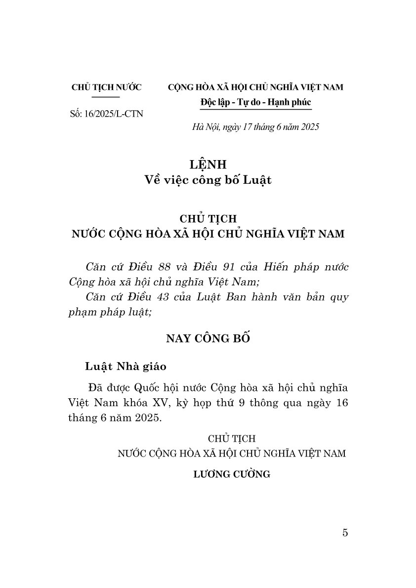 Luật nhà giáo năm 2025