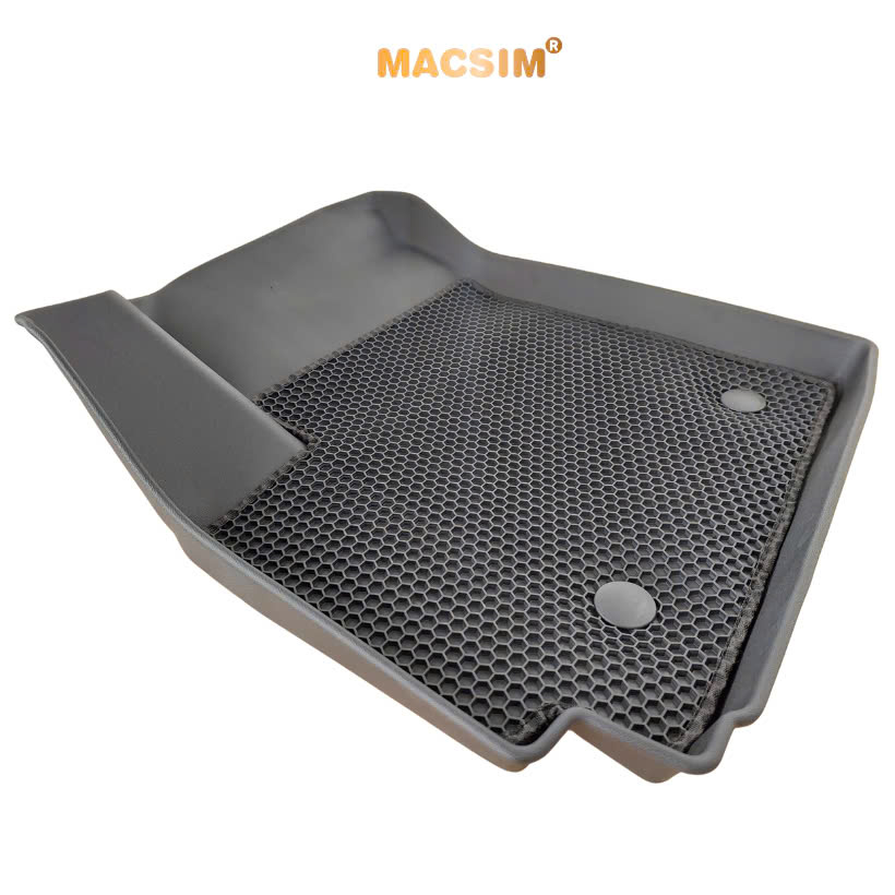 Thảm 2 lớp (sd3) dạng lưới lục giác Kia Carens 2023+ (đen) bề mặt cao su siêu sạch nhãn hiệu Macsim