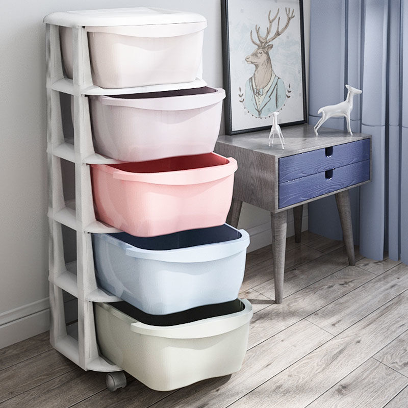 Tủ Nhựa Đựng Quần Áo Xếp Gọn Có Bánh Xe 3/4/5 Tầng ( tặng giá treo khăn cao cấp dài 26cm )