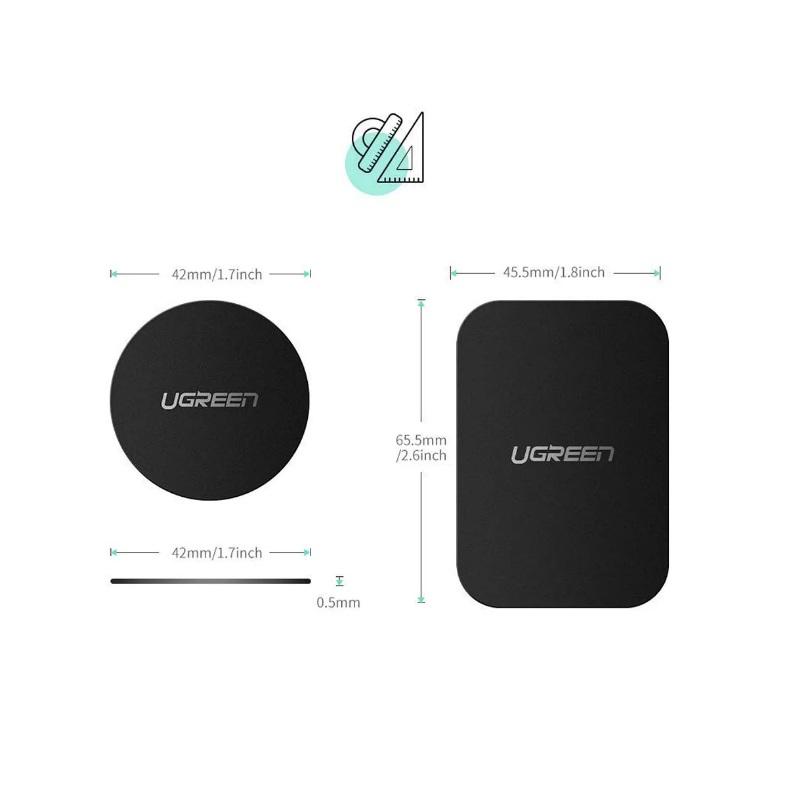 Ugreen UG60410LP123TK 2 miếng dán kim loại từ tính 1 tròn và 1 chữ nhật dành cho điện thoại hoặc giá đỡ ô tô - HÀNG CHÍNH HÃNG