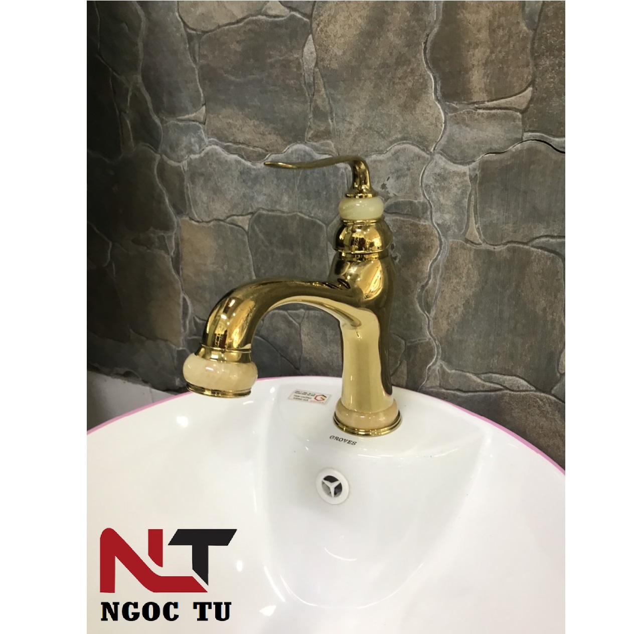 Vòi rửa mặt thân thấp mạ vàng GB8766B, sang trọng, quý phái, đẳng cấp quý tộc