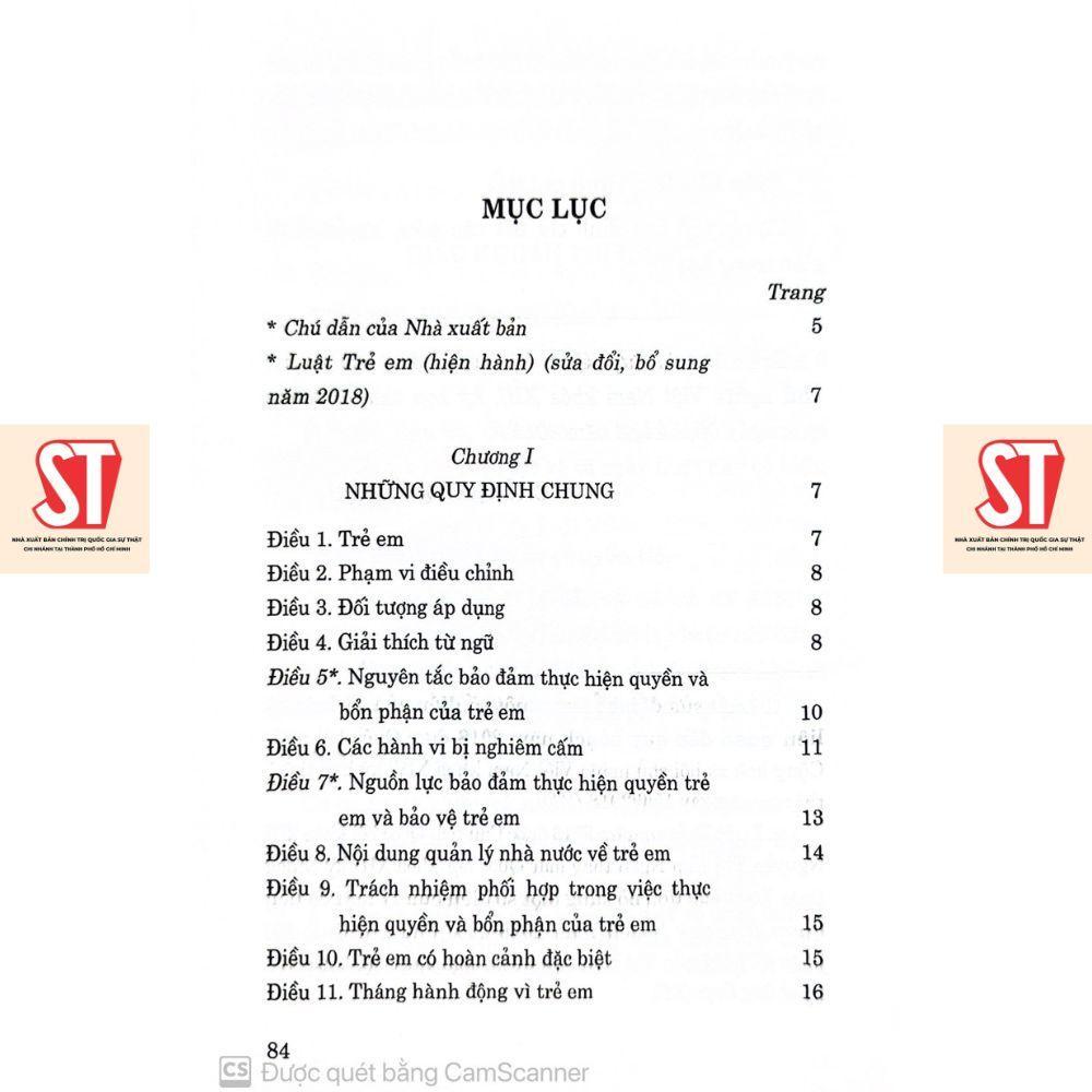Sách - Luật Trẻ Em (Hiện Hành) (Sửa Đổi, Bổ Sung Năm 2018) - NXB Chính Trị Quốc Gia
