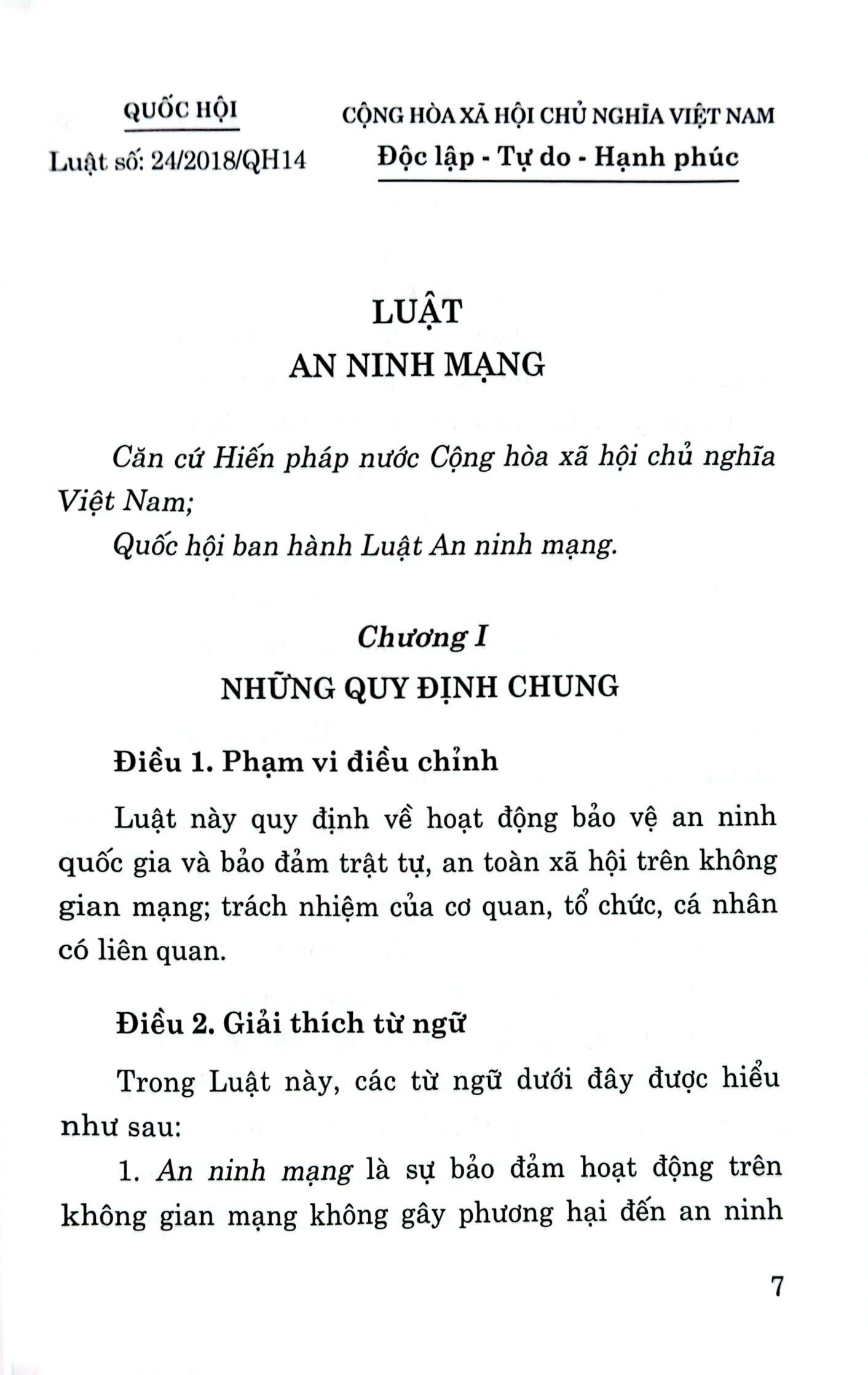 Luật An Ninh Mạng (Hiện Hành)