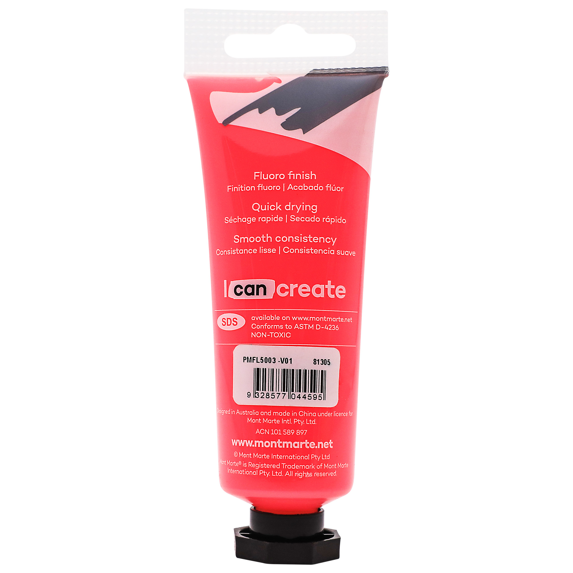 Màu Acrylic Fluro Mont Marte Tuýp 50ml (Màu dạ quang) - Fluoro Acrylic Paint Premium 50ml (1.7 US fl.oz) Tube