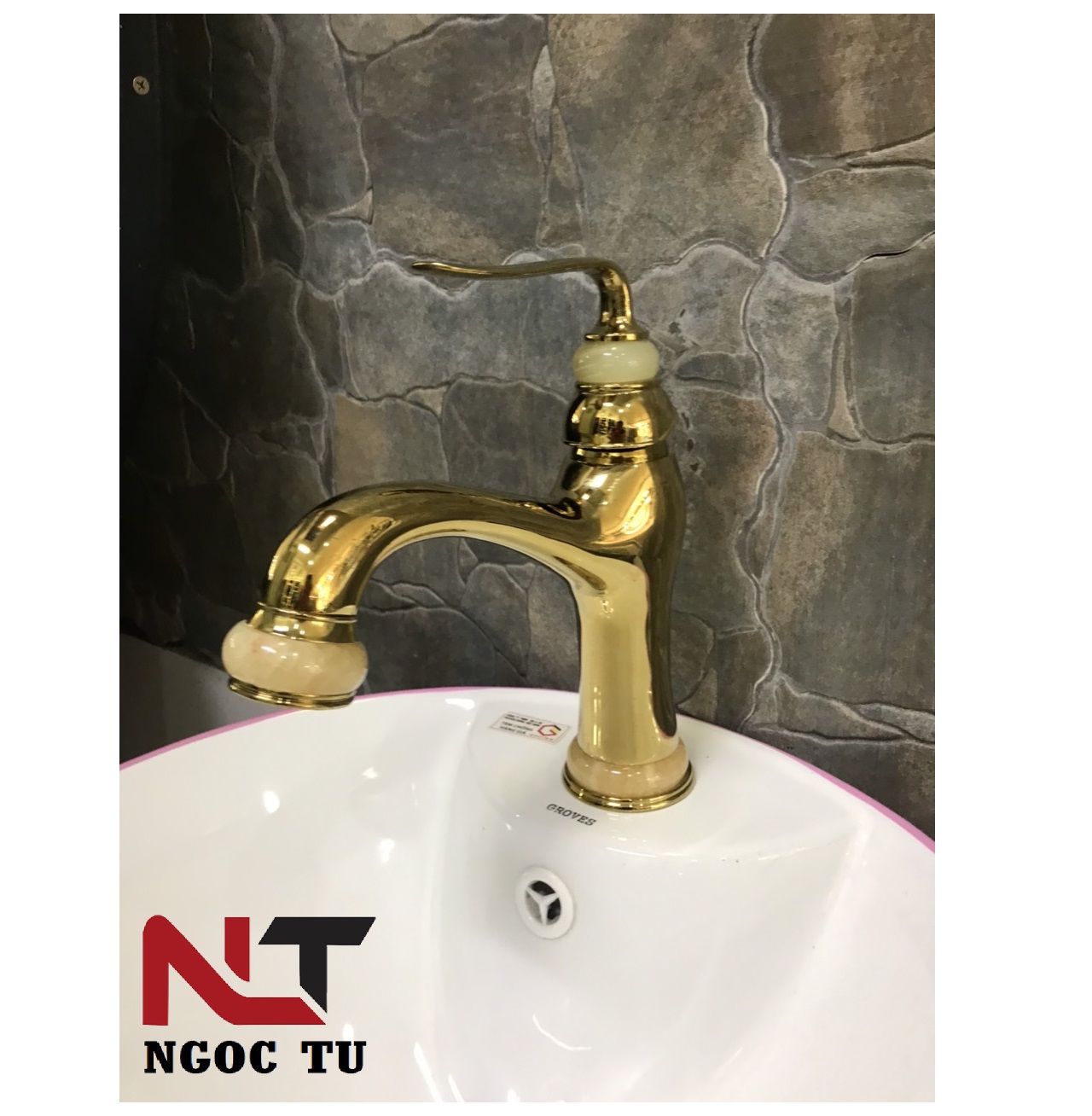 Vòi rửa mặt thân thấp mạ vàng GB8766B, sang trọng, quý phái, đẳng cấp quý tộc