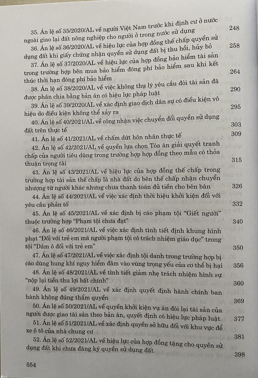 Hệ Thống Án Lệ Việt Nam ( hiện hành) Từ Án Lệ số 01 đến Án Lệ số 72