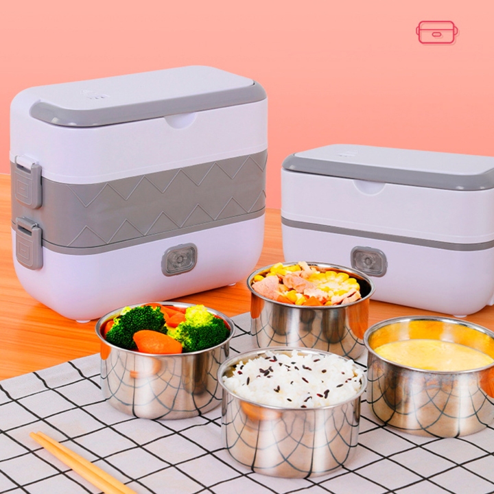 Hộp Cơm Cắm Điện 2 Tầng 4 Ngăn Inox Giữ Nhiệt Hâm Nóng Thức ăn