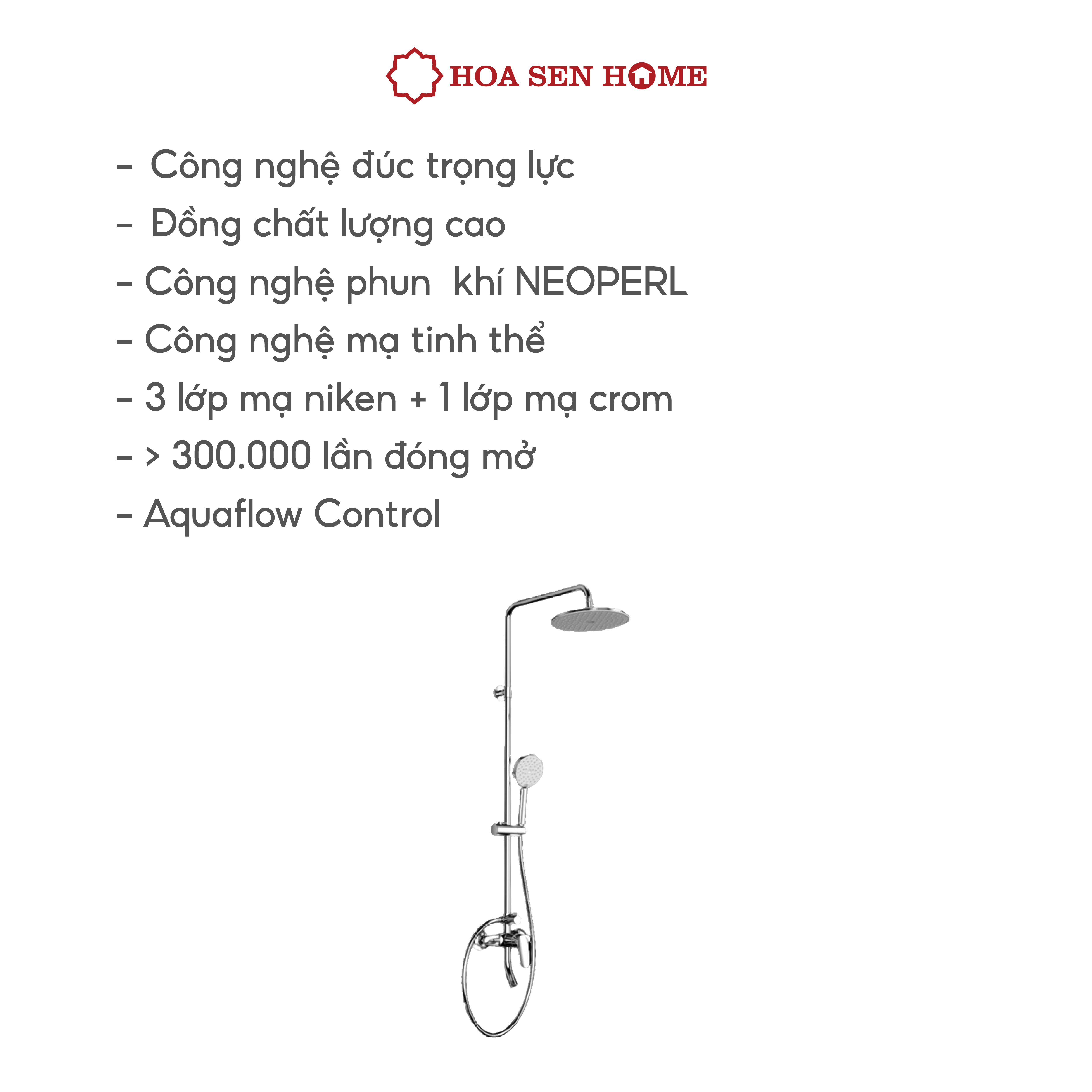 Sen dây TUSLO LUXURY S003 chất liệu đồng thau, công nghệ phun khí tân tiến, tiết kiệm nước - Hoa Sen Home - Hàng chính hãng