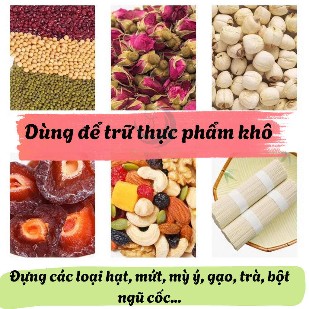 Hộp đựng đồ khô chống ẩm, chống mốc, chống côn trùng- Thùng đựng ngũ côc 4 ngăn