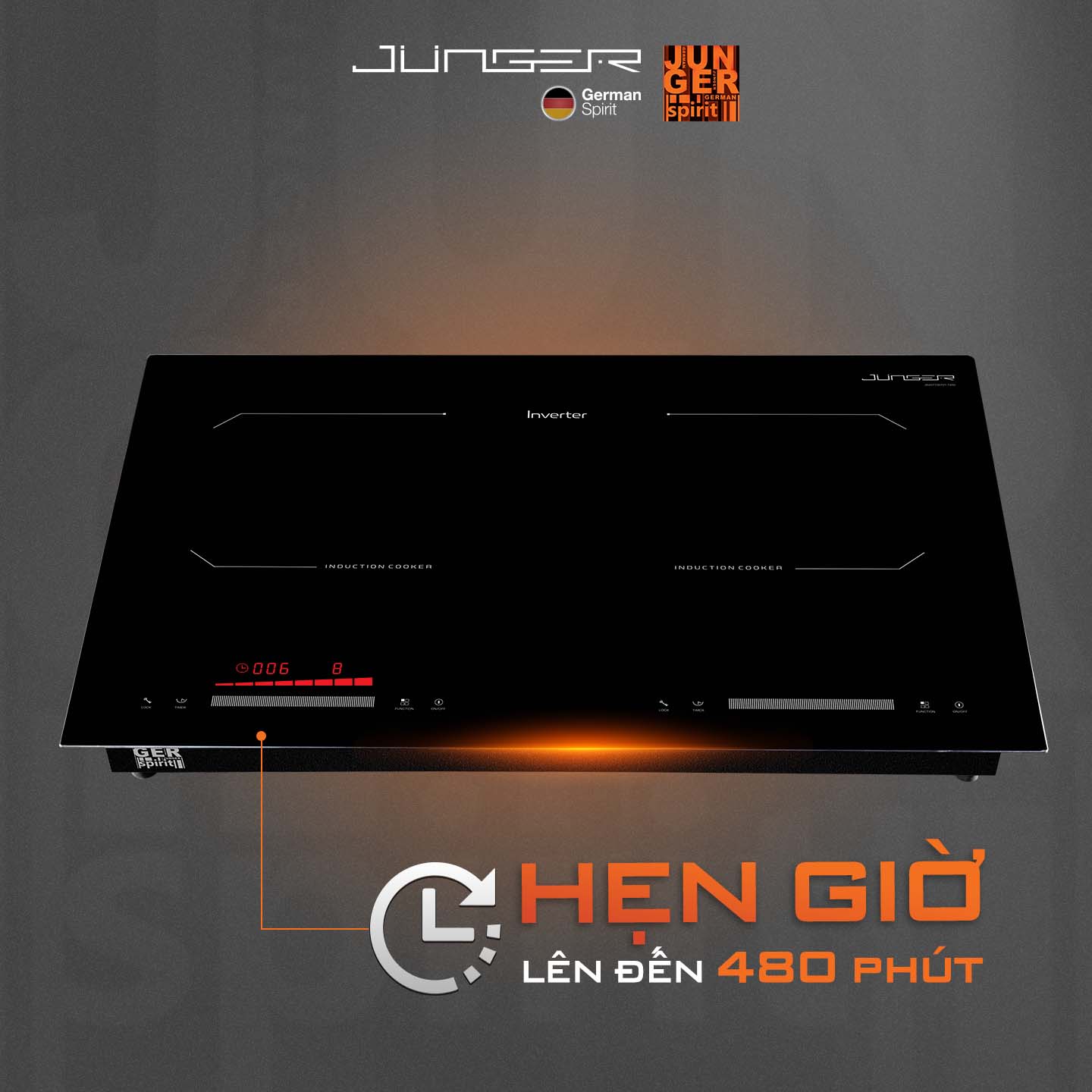 Bếp từ đôi Junger CEJ-202-II 4000W Tích hợp khóa phím an toàn Hàng Chính Hãng Bảo Hành 36 Tháng