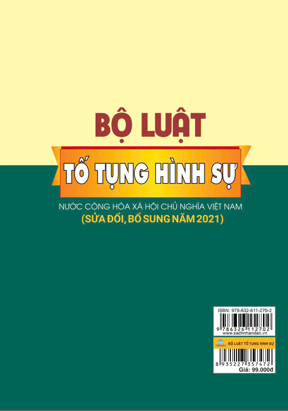 Sách - Bộ Luật Tố Tụng Hình Sự - Nước CHXHCNVN ( Sửa Đổi Bổ Sung Năm 2021) - Ndbooks