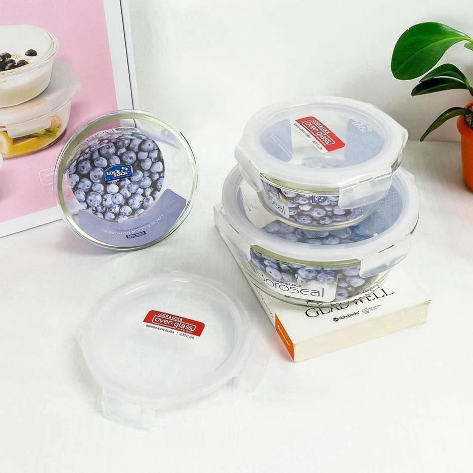 Bộ 3 hộp thủy tinh Lock&Lock LLG861S3WS dáng tròn