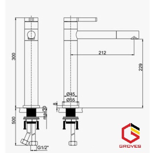 Vòi rửa mặt, vòi rửa lavabo đa năng thân cao đồng mạ trắng đẹp sang trọng thanh lịch GROES GR 7011C