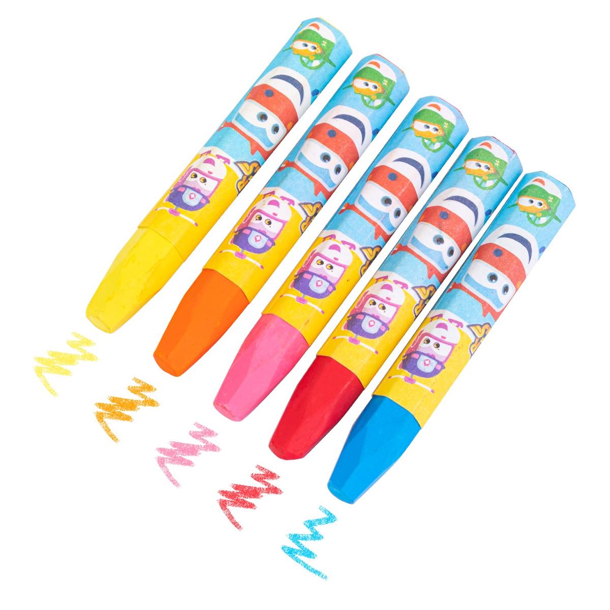 Hộp 24 Bút Màu Sáp Kèm Cây Cầm Bút & Đồ Chuốt 2 Trong 1 - SuperWings - Deli EC009-24