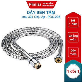 Dây Sen Tắm Của Vòi Tắm Hoa Sen Nóng Lạnh Pimisi Cao Cấp Bằng Inox 304 Với Đầu Dây Làm Từ Đồng Phù hợp Mọi Bát Sen Tắm Và Củ Vòi Sen, Dài 150 cm Chống Xoắn - Chịu Áp - Chịu Nhiệt - Mạ Xi Sáng Bóng - Ống Mềm, Cho Cả Vòi Xịt Nhà Vệ Sinh | Hàng Chính Hãng