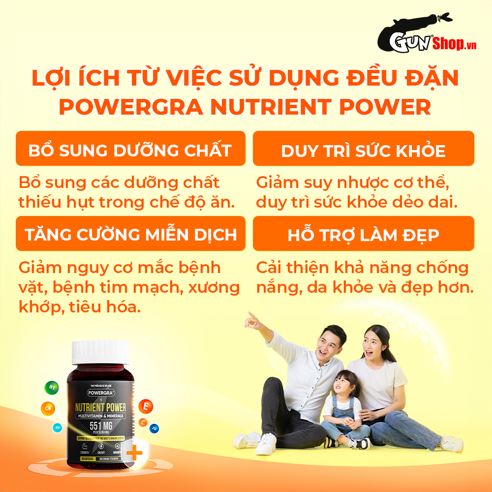 Viên uống bổ sung vitamin tổng hợp và khoáng chất Powergra Nutrient Power - Hộp 60 viên