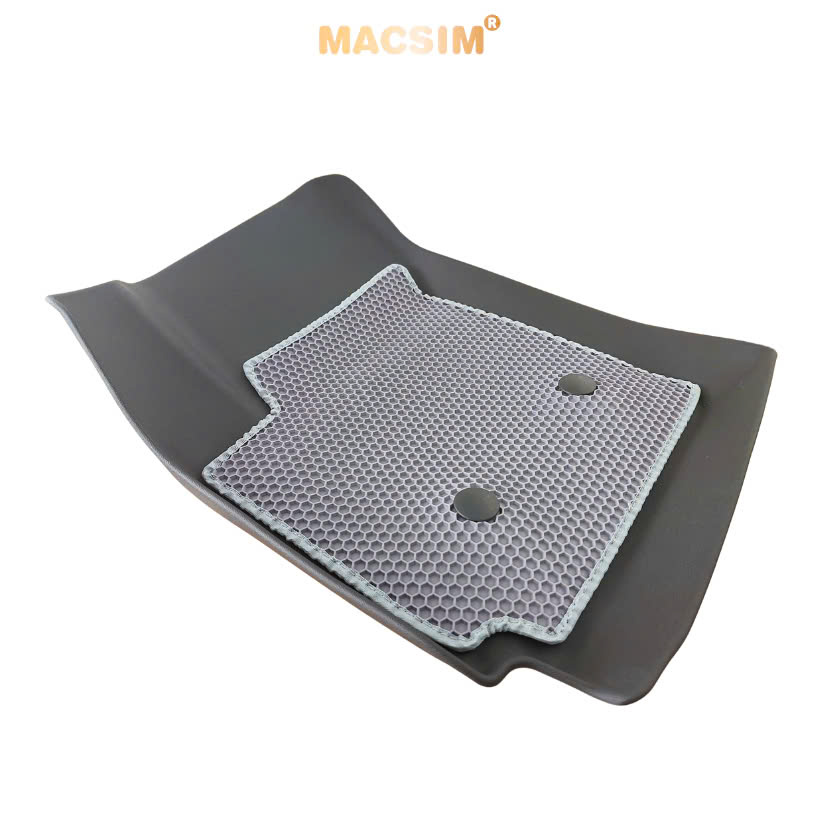 Thảm sd3 dạng lưới lục giác 2 lớp Huyndai I10 2016-2021 (màu ghi) bề mặt cao su siêu sạch nhãn hiệu Macsim