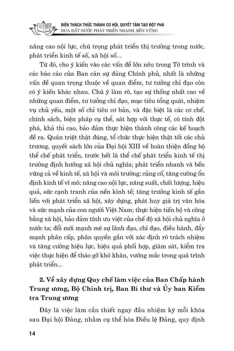 Biến thách thức thành cơ hội. Quyết tâm đột phá đưa đất nước phát triển nhanh, bền vững (bản in 2024)
