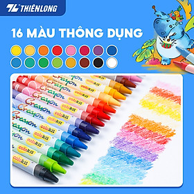 Bút sáp màu Thiên Long Colokit 16 màu mịn, ít bụi, đều màu tiêu chuẩn Châu Âu an toàn cho trẻ em tô màu, vẽ tranh CR-C08