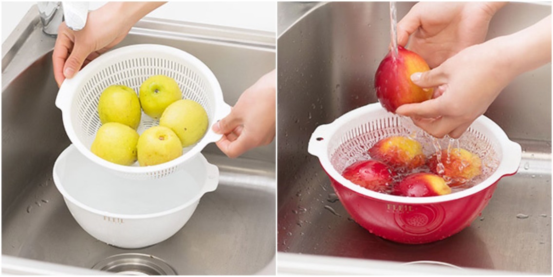 Hộp đựng/cất bảo quản thực phẩm ( Chữ nhật 2000ml ) + 01 Rổ nhựa 2 lớp (1.5 L) cao cấp ( Giao hàng ngẫu nhiên ) - Hàng nội địa Nhật Bản.