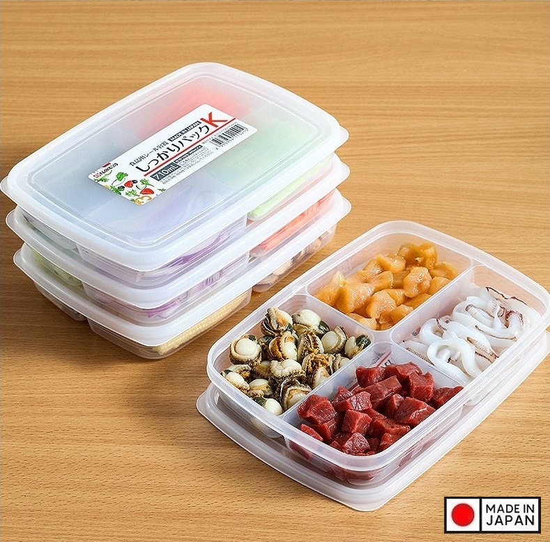 Set 02 hộp thực phẩm chia ngăn 710ml, thiết kế nắp mềm dẻo bảo đảm kín hơi và chống tràn - nội địa Nhật Bản