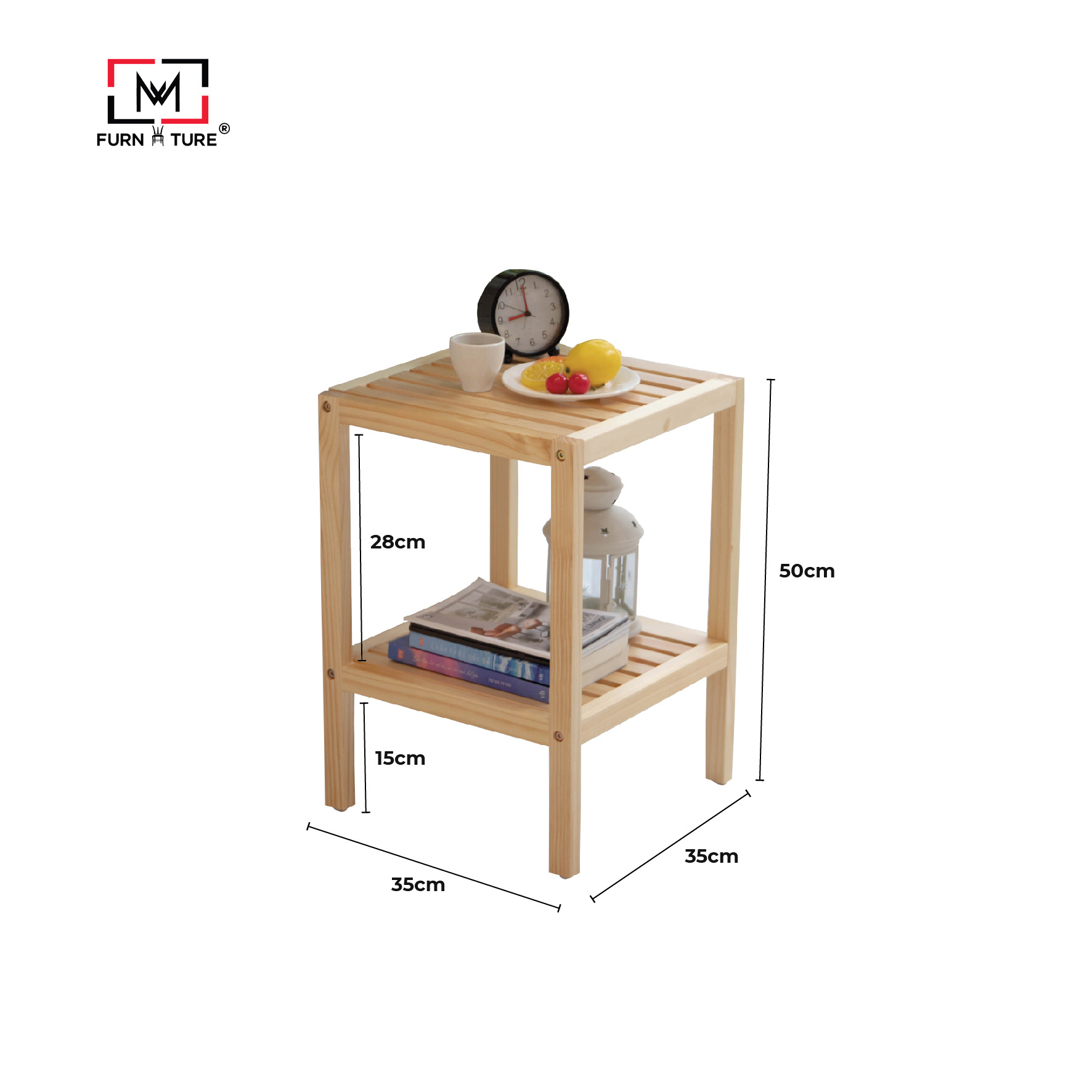 KỆ GỖ TRANG TRÍ HÀN QUỐC, KỆ ĐẦU GIƯỜNG 2 TẦNG - SHELF 2F