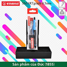 Bộ bút chì bấm STABILO SMARTgraph 0.5mm - Bộ 1 bút chì màu xanh lá + Tuýp 12 ruột chì + Gôm tẩy ER196E (MPE1842S-GN+)