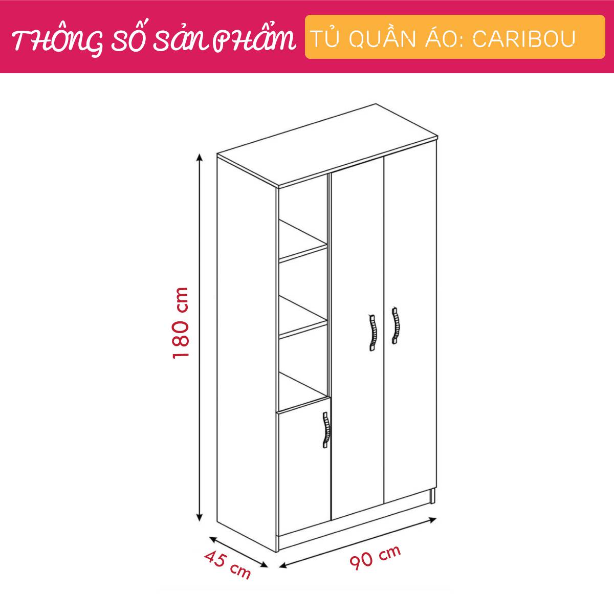 Tủ áo gỗ công nghiệp đẹp chất lượng cao SMLIFE Caribou