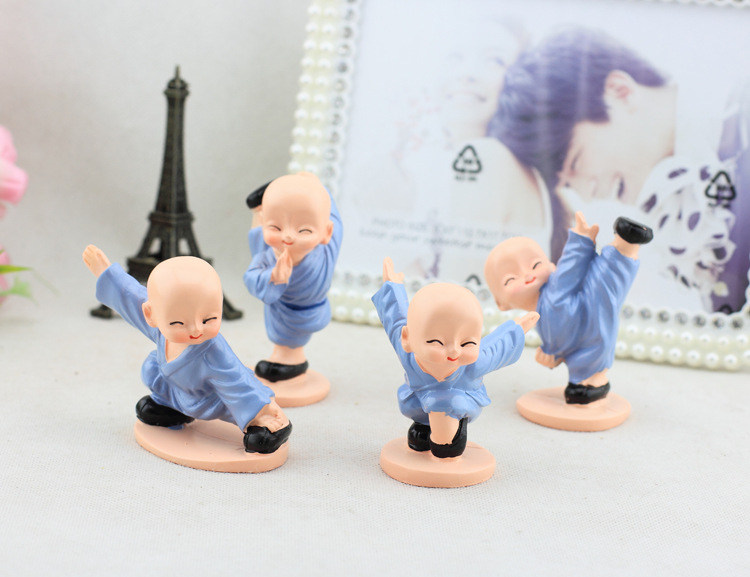 Combo 4 Tượng Chú Tiểu Đánh Võ Dễ Thương Trang Trí Xe Hơi, Bàn Làm Việc, Bonsai PaKaSa