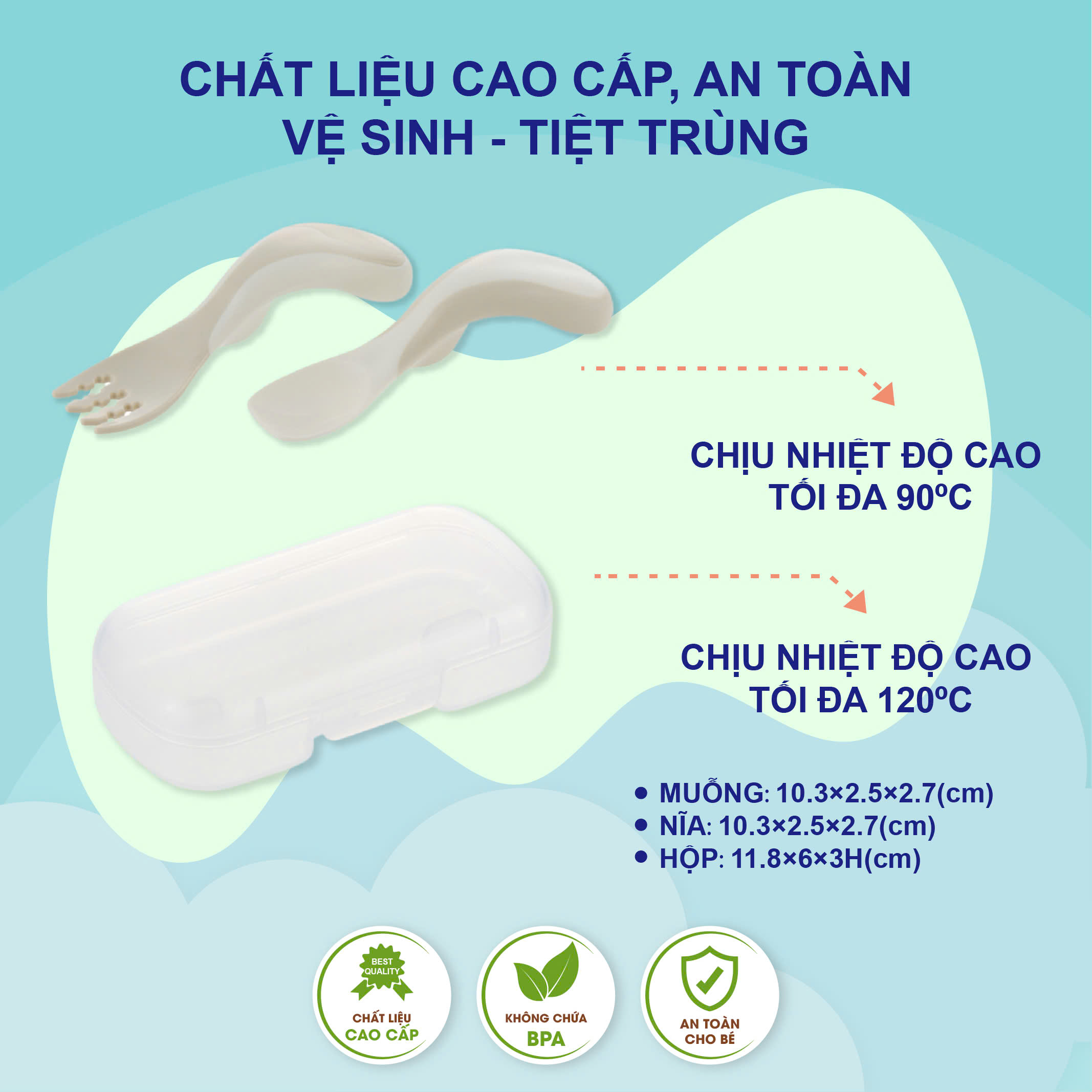 Bộ muỗng nĩa cong RICHELL TLI cho bé tự xúc có hộp đựng | Baby
