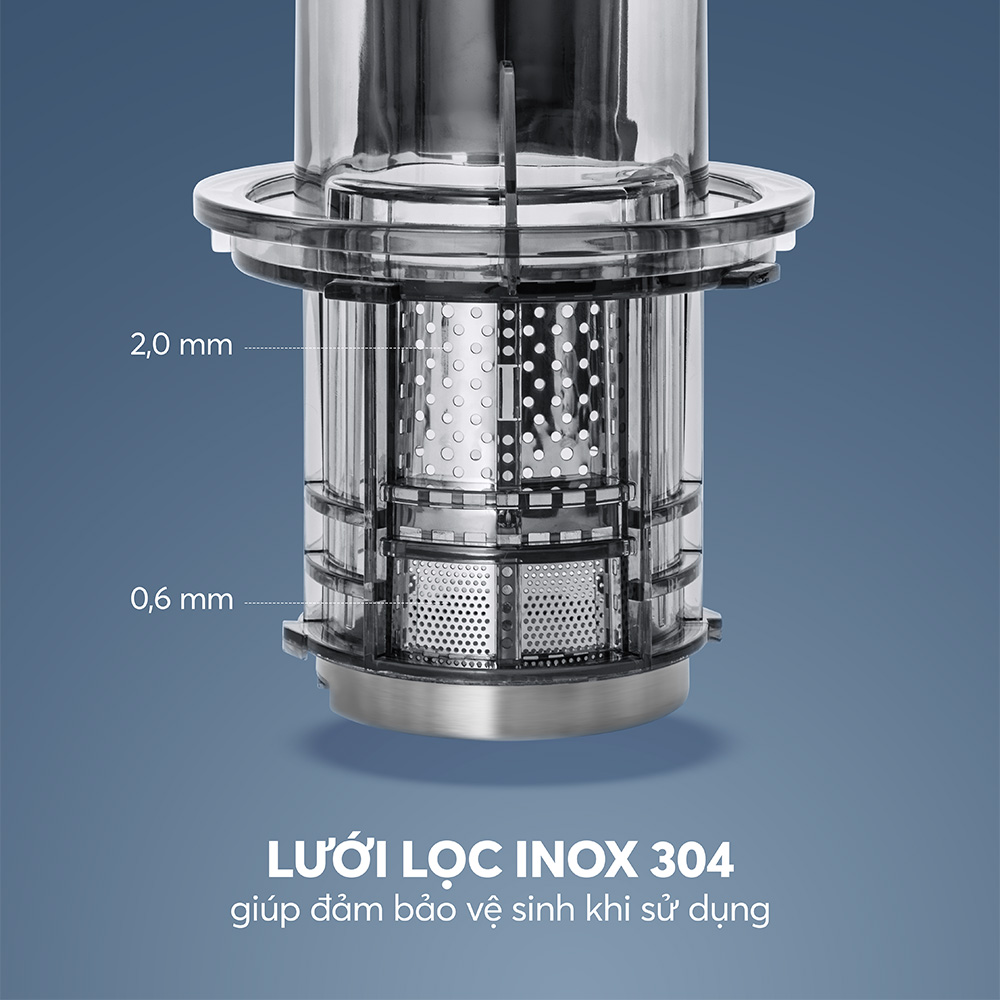 Máy ép chậm Elmich JEE-8769, công suất 200W, tốc độ quay 65 vòng/phút, độ ồn thấp dưới 62db - Hàng chính hãng