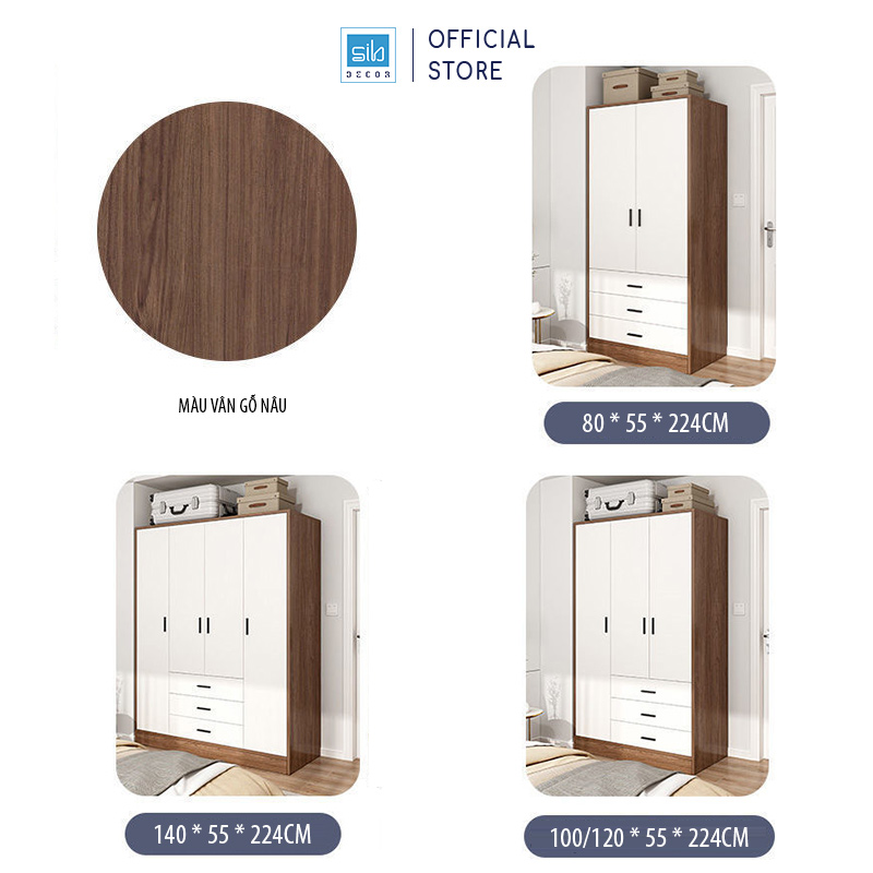 Tủ Quần Áo Hiện Đại Màu Trắng Phối Walnut Thương Hiệu SIB Decor TA10