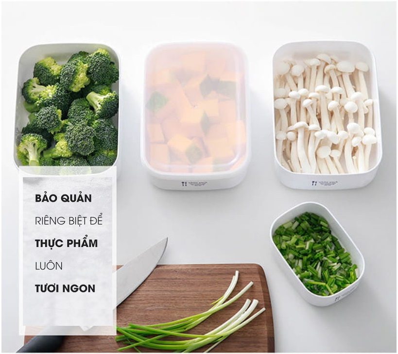 Hộp đựng thực phẩm Nakaya White Pack có nắp gioăng silicon - Nội địa Nhật Bản