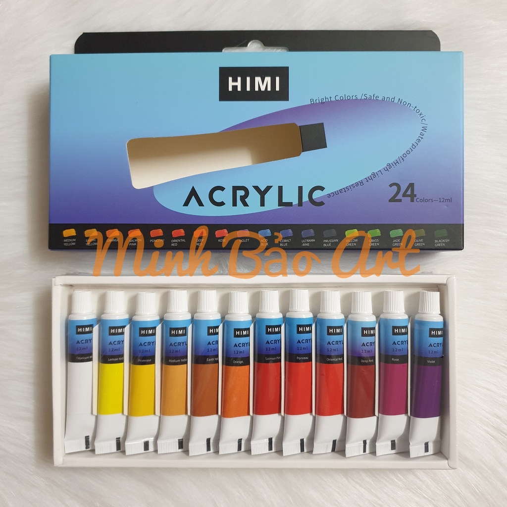 Màu Acrylic Miya Himi Set 12/18/24 màu dạng tuýp 12ml