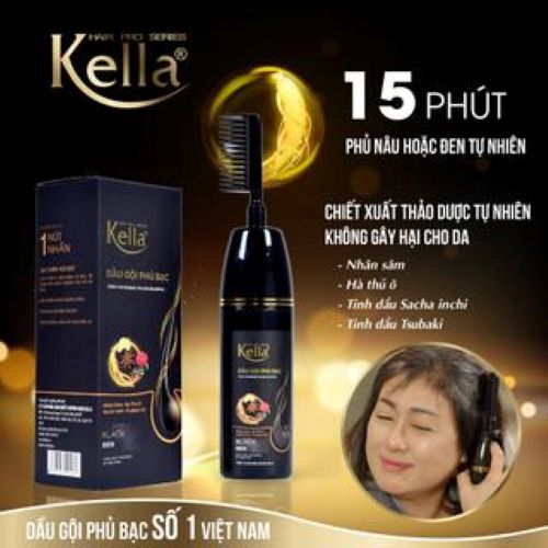 Dầu Gội Phủ Bạc kella Chiết Xuất Thảo Dược Màu Đen Tự Nhiên