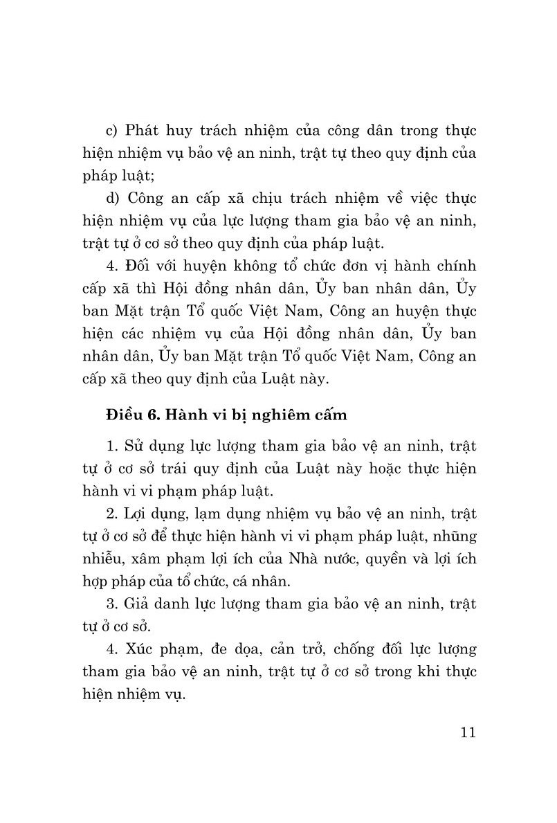 Luật lực lượng tham gia bảo vệ an ninh, trật tự ở cơ sở (bản in 2024)