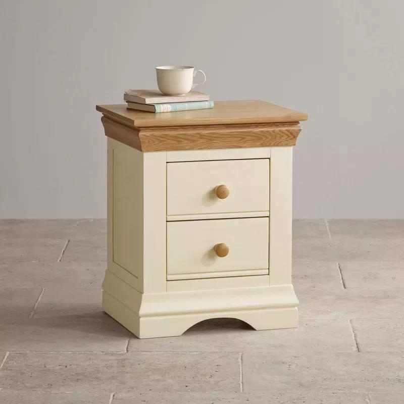 Tủ Đầu Giường 2 Ngăn Kéo Country Cottage Gỗ Sồi Ibie BSK2COUO - Trắng (50 x 40 cm)