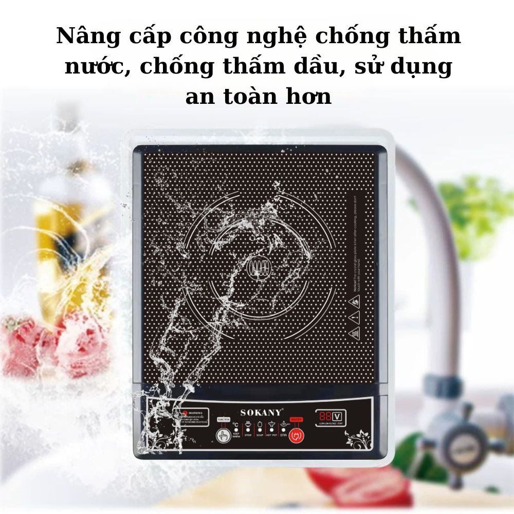 Bếp từ đơn SOKANY SK-07046 công suất 2200W, cực kì tiết kiệm với 5 chế độ nấu, phím bấm cơ, tích hợp tính năng tự ngắt an toàn - HÀNG CHÍNH HÃNG