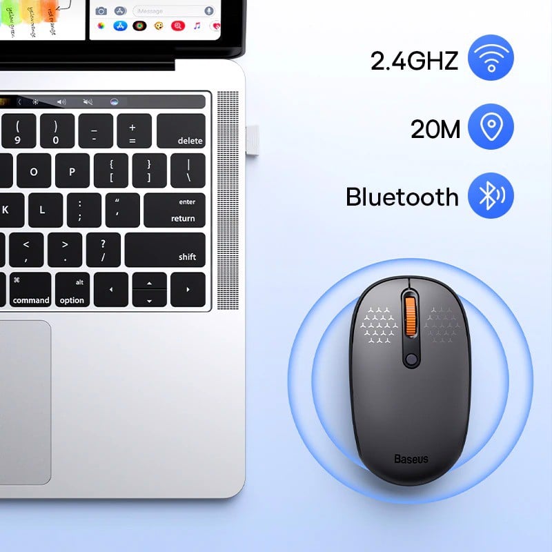 Chuột không dây Baseus F01B Tri-Mode Wireless Mouse Bluetooth & 2.4GHz- hàng chính hãng