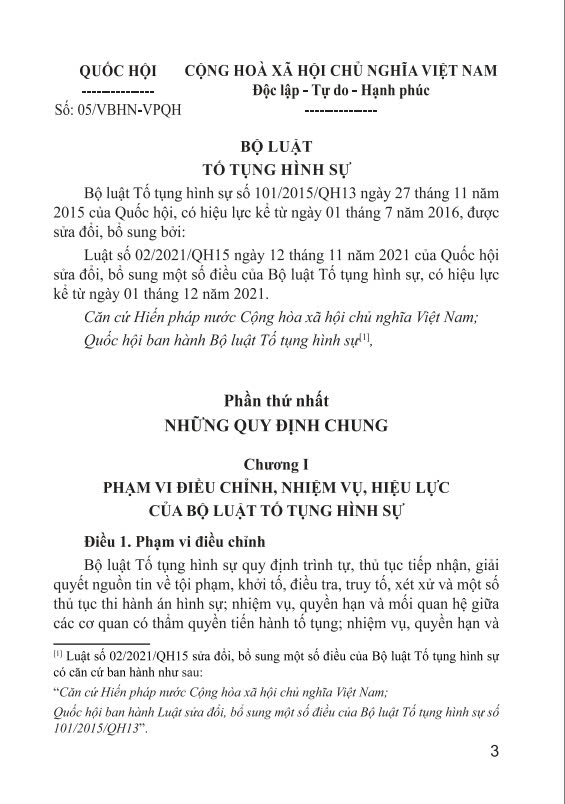 Sách - Bộ Luật Tố Tụng Hình Sự - Nước CHXHCNVN ( Sửa Đổi Bổ Sung Năm 2021) - Ndbooks