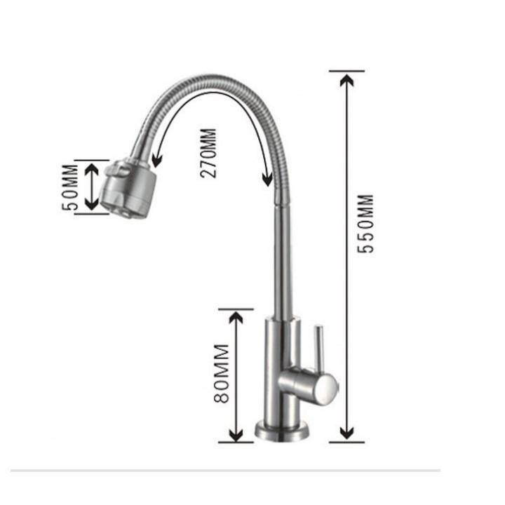 Vòi rửa chén cắm chậu cần mềm inox 304 siêu bền